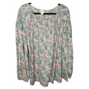 Ava‎ & Viv blouse Womens size 1X Spring Floral long sleeve flowy stretchy
